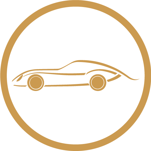 icon gold outline of car inside circle