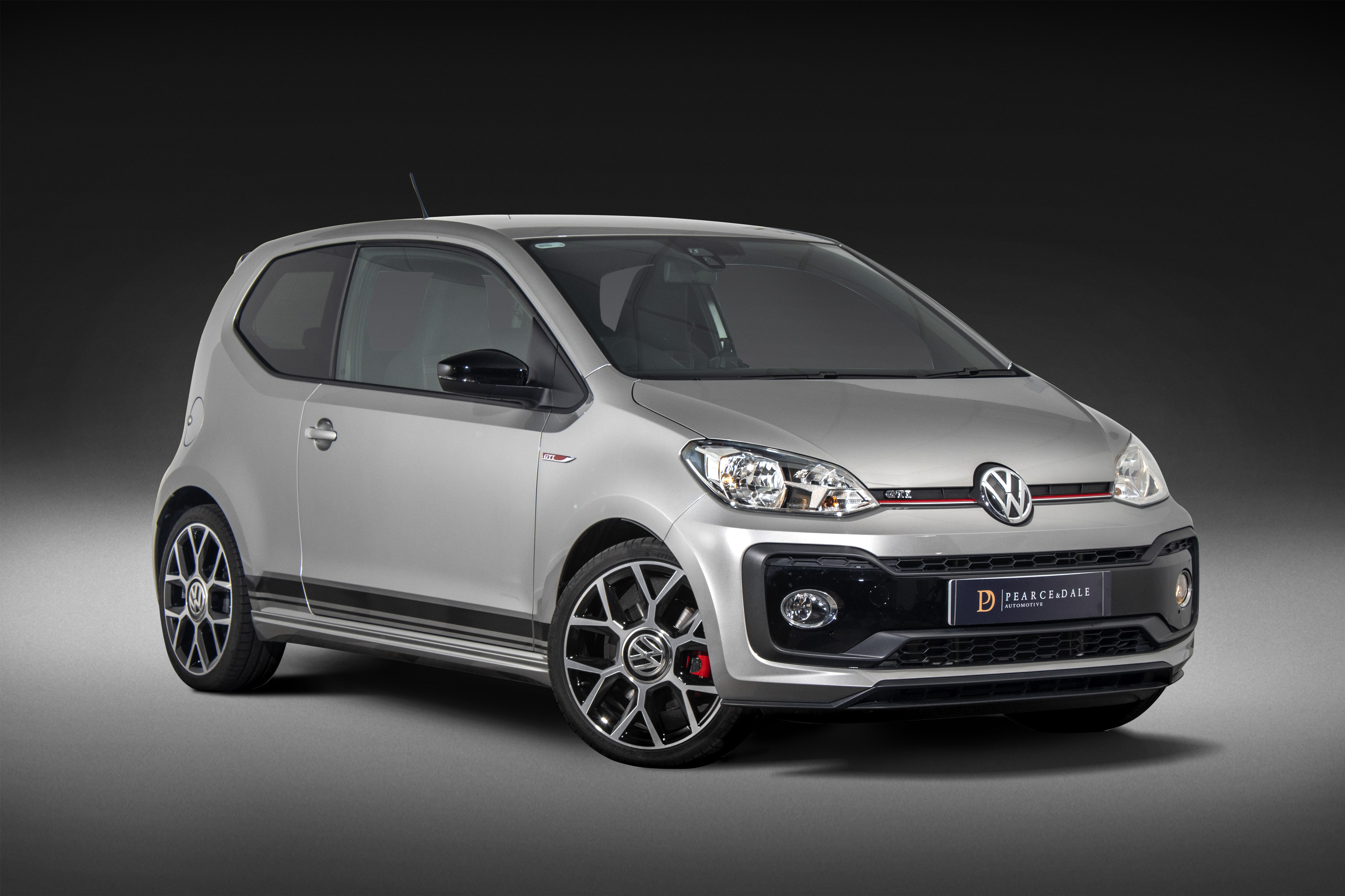 VW Up GTI 3dr Silver Black Background - Pearce & Dale